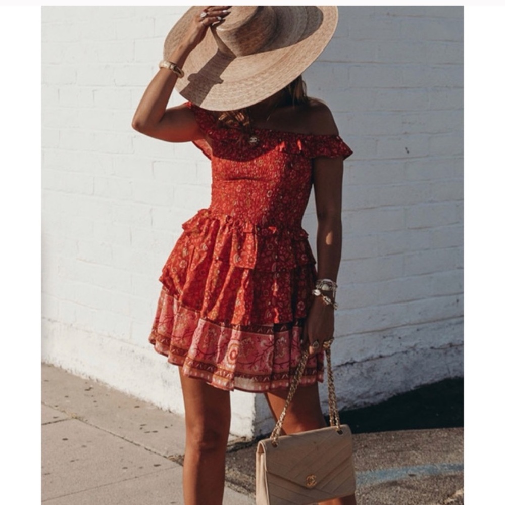 NWT Spell and the Gypsy red dahlia dress.